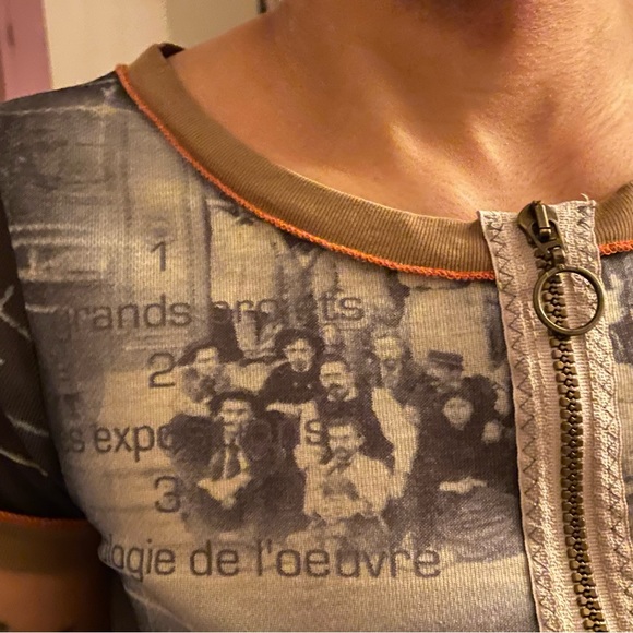 Cop.Copine Tops - COP.Copine blouse zip up graphic short sleeve size S